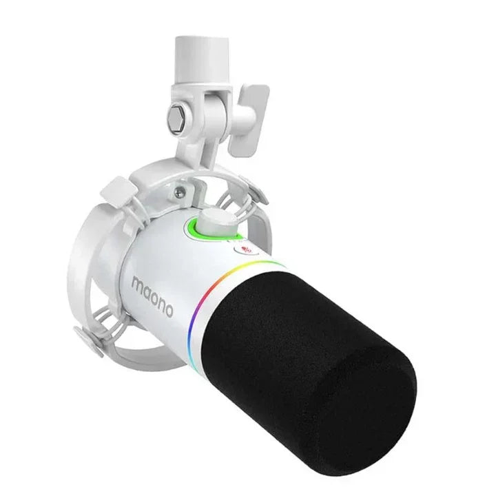 Maonocaster PD200X USB/XLR Dynamic Gaming RGB Microphone – White - Tashqila Maonocaster PD200X USB/XLR Dynamic Gaming RGB Microphone – White - Tashqila